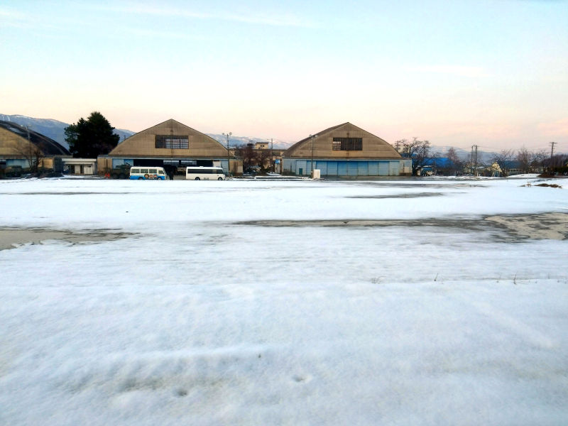 南海レスキュー2024当日の今津駐屯地は雪景色だった。